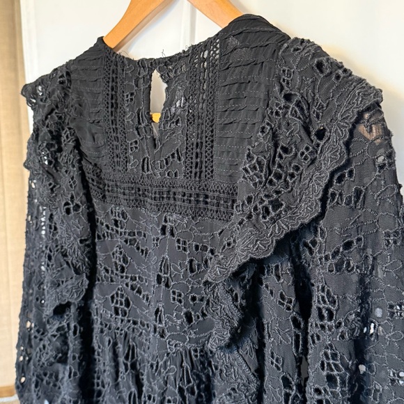 Anthropologie Clementine Blouse in black eyelet and ruffle details Size 0 - Picture 5 of 9